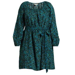 Terra & Sky Women's Plus Size Shirred Mini Dress, Small Disty/Black Soot